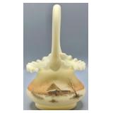 Fent Custard Satin Hand Painted Cabin Basket