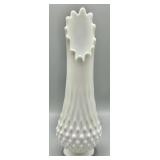 Fenton Milk Glass Hobnail Swung Vase