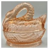 Heisey Vintage Swan On Nest Covered Dish