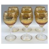 Murano Hand Blown Wine Goblets w/24k Gold Leaf