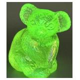 Boyd Art Glass Hazel Koala Vaseline Uranium Bear