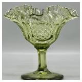 Fenton Colonial Green Glass Compote