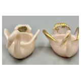 (2) Cambridge Glass Crown Tuscan Swan Salt Dips
