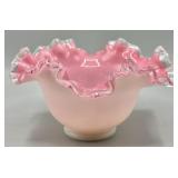Fenton Peach Crest Milk Glass Bowl