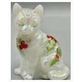 Fenton Opalescent Glass Handpainted Cat