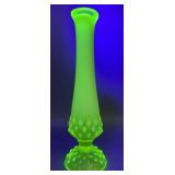Fenton Topaz Vaseline Hobnail Swung Bud Vase