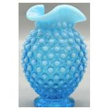 Fenton Blue Opalescent Hobnail Vase