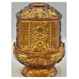 Indiana Glass Stars and Bars Amber Fairy Lamp