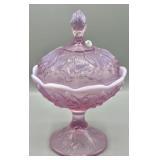 Fenton Lily of The Valley Pedestal Candy Dish