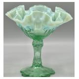 Fenton Sea Mist Opalescent Rose Compote