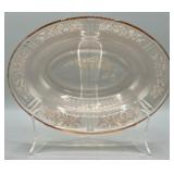 Federal Glass Cabbage Rose Oval Serving Bowl