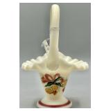 Fenton Golden Pine Cone Basket Handpainted Signed