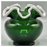 Fenton Emerald Snow Crest Rose Bowl