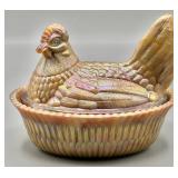 Westmoreland Slag Swirl Hen on Nest