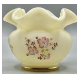Fenton Custard Rose Bowl Handpainted & Signed