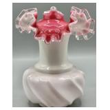 Fenton Peach Crest Swirl Melong Vase
