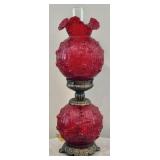 Fenton Ruby Red Poppy Gone With The Wind Lamp