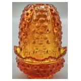 Fenton Colonial Orange Hobnail Fairy Lamp