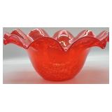 Ruby Red Crackle Glass Hand Blown Studio Art Glass