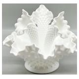 Fenton Milk Glass Three Horn Trumpet Epergne