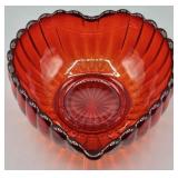 Fenton Ruby Red Ribbed Heart Shaped Candy Dish