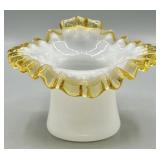 Fenton Gold Crest Double Crimped Hat Vase