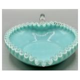 Fenton Turquoise Silver Crest Heart Candy Dish