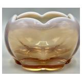 Mid-Century Modern Art Glass Peach Opalescent Bowl