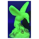 Fenton Burmese Uranium Signed Hummingbird