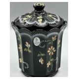 Fenton Black Art Glass Jar Signed & Numbered