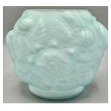 Blue Satin Raised Rose Motif Vase