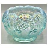 Fenton Blue Iridescent Lily of The Valley Bowl