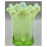 Jefferson Glass Co. Green Opalescent Vase