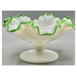 Fenton Emerald Green Crest Footed Candy Dish