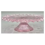 Fenton Pink Rosalene Pedestal Plate