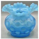 Fenton Aqua Opalescent Coin Dot Vase