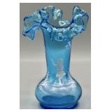 Art Glass Signed & Number Mary Gregory Style Vase