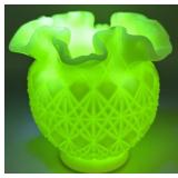 Fenton OVG Uranium Glass Vase