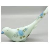 Fenton Happiness Bird Long Tail Blue Custard Glass