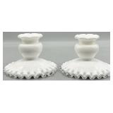 Fenton Silvercrest Milk Glass Candlesticks