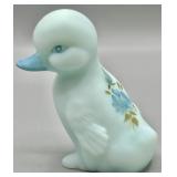 Fenton Blue Satin Duckling HP & Signed