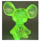 Fenton Lily Trail Topaz Glass Mouse Uranium Glow