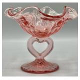 Fenton Rose Heart Stem Candy Dish