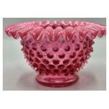 Fenton Cranberry Opalescent Bowl w/Inverted Edge