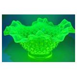 Fenton Yellow Topaz Vaseline Uranium Glass Bowl
