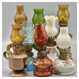 (8) Vintage Mini Hurricane Oil Lamps