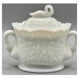 Westmoreland Milk Glass Swan Covered Sugar Bowl