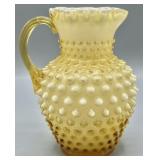 Fenton Honey Amber Overlay Hobnail Syrup Jar