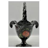 Fenton Black Art Glass Halloween Basket