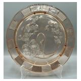 Federal Glass Sharon Pink Cabbage Rose Cake Plate